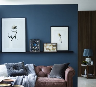 Kombinasi Warna Cat Rumah Biru dan light grey